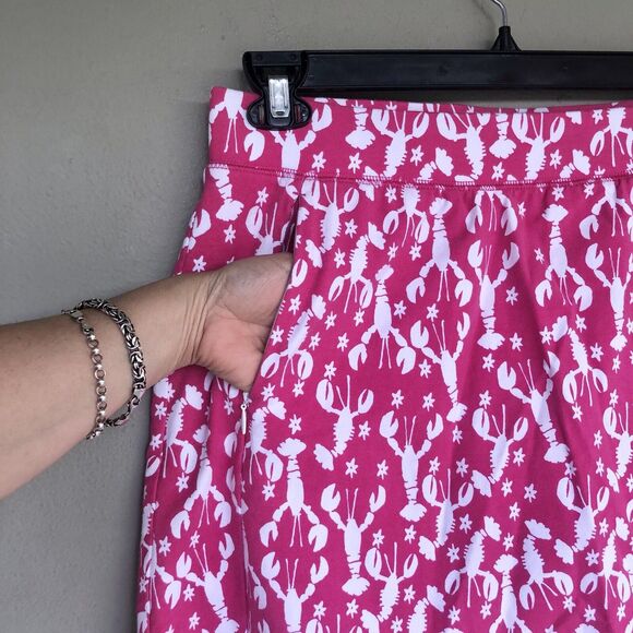 T by Talbots Skort Women M Pink Lobster Print PullOn Skirt W/ Shorts Golf Tennis - Picture 4 of 12